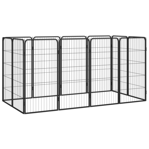 VIDAXL  12-Panel Dog Playpen 50X100 Cm Powder-Coated Steel In Black