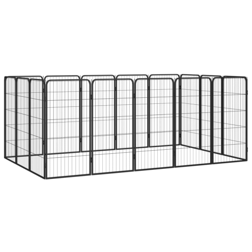 VIDAXL  16-Panel Dog Playpen 50X100 Cm Powder-Coated Steel In Black