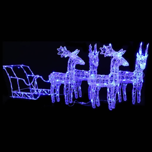 VIDAXL  Reindeers & Sleigh Christmas Decoration 280X28X55 Cm Acrylic