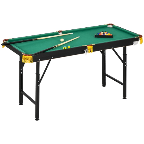 Mini ensemble de table de billard de 55 po Soozier à hauteur réglable pour jeunes et adultes, table de billard pliable avec 2 queues de billard, 16 b