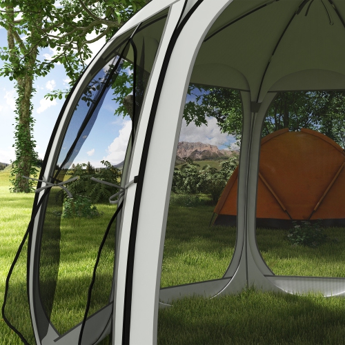 Outsunny 11' x 11.5' Screen Tent House, Pop Up Tent Gazebo with Nettings, Portable Carry Bag and 2 Doors, Cream White