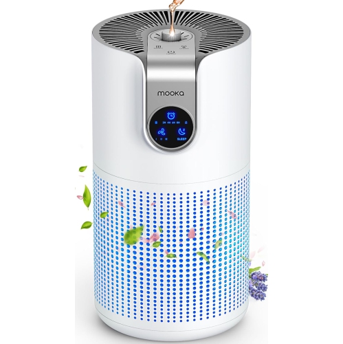 MOOKA Air Purifiers for Home Large Room Up to 1500 sq. ft. with Aromatherapy White