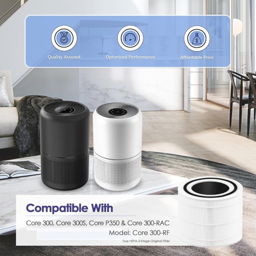 Filtre Core 300 compatible avec le filtre de rechange LEVOIT pour purificateur d'air Core 300-RF, Core 300 300S P350, Core300-RF P350-RF 300-RF-TX