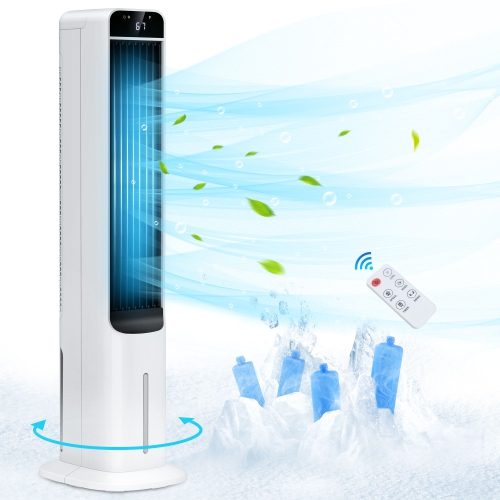 588 CFM Evaporative Air Cooler Tower Fan Portable Air Conditioners Indoor 3 Speed w/Humidifier up to 300 sq. ft. White