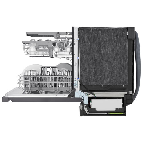 Lave-vaisselle encastrable 24 po 46 dB avec troisième panier de LG - Inox noir