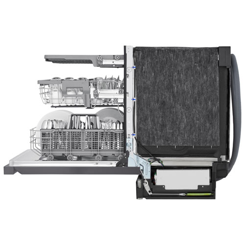 Lave-vaisselle encastrable 24 po 46 dB avec troisième panier de LG - Inox noir