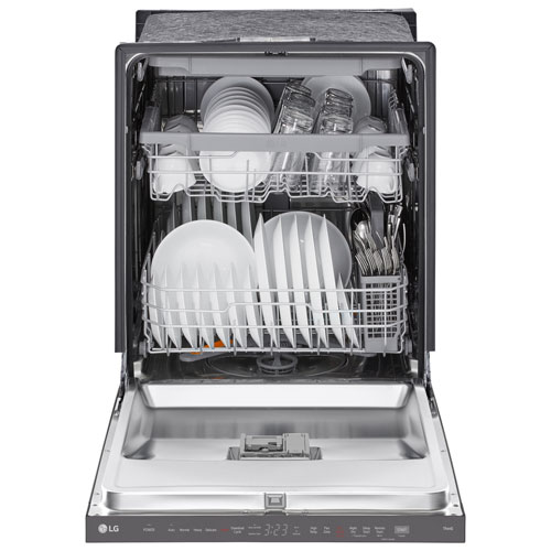 Lave-vaisselle encastrable 24 po 46 dB avec troisième panier de LG - Inox noir