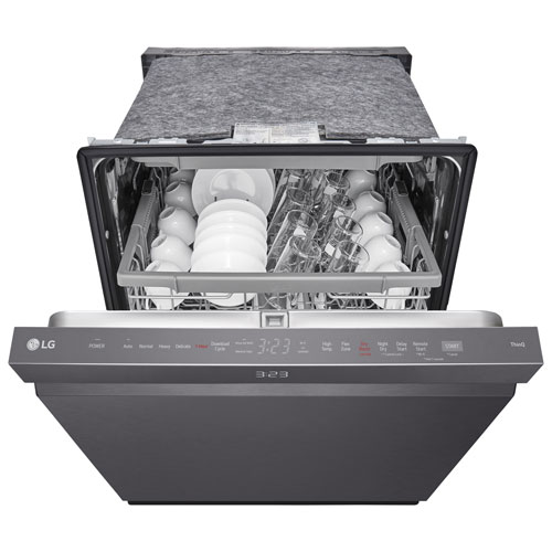 Lave-vaisselle encastrable 24 po 46 dB avec troisième panier de LG - Inox noir