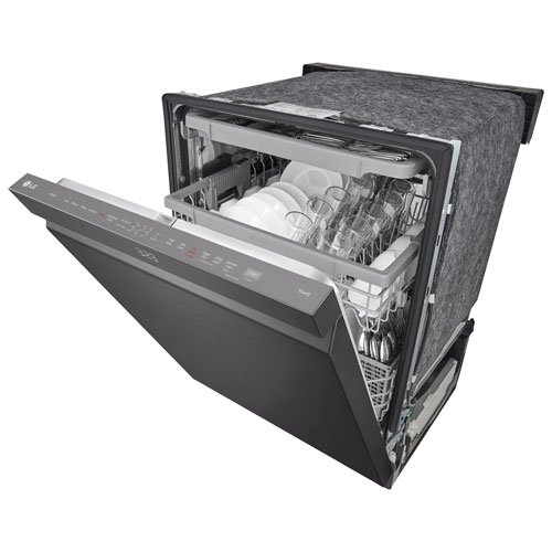 Lave-vaisselle encastrable 24 po 46 dB avec troisième panier de LG - Inox noir