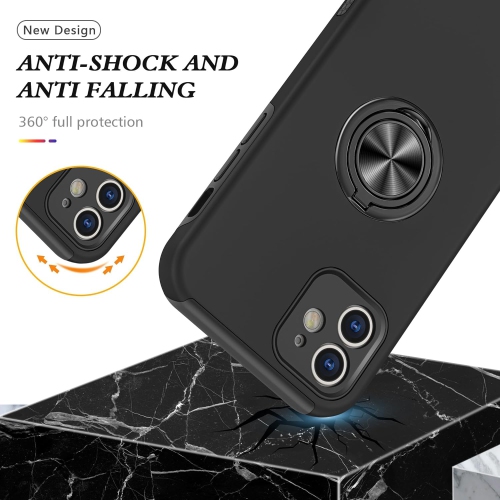 [CS] Hybrid Magnetic Kickstand Invisible Ring Case Cover for iPhone 11, Black