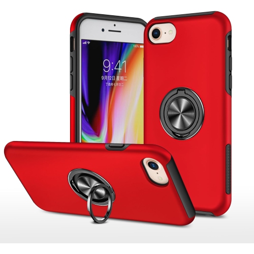 CSMART  [Cs] Hybrid Magnetic Kickstand Invisible Ring Case Cover for Iphone 7 / 8 / Se (2Nd Gen.) In Red
