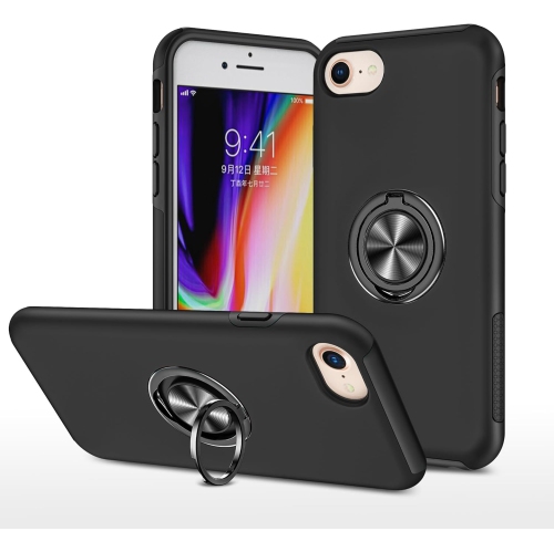 CSMART  [Cs] Hybrid Magnetic Kickstand Invisible Ring Case Cover for Iphone 7 / 8 / Se (2Nd Gen.) In Black