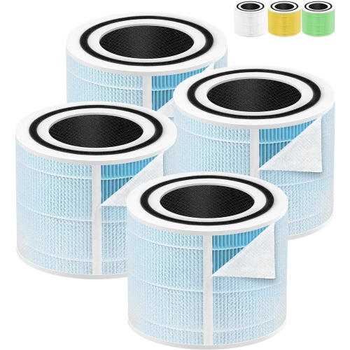 Filtre de rechange pour purificateur d'air LEVOIT Core 300, Core 300 et Core 300S VortexAir avec filtre True HEPA Core 300-RF H13, paq./4