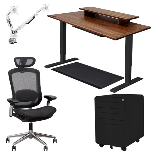 EFFYDESK  Arbor Bundle Height-Adjustable Solid Wood Standing Desk In Black