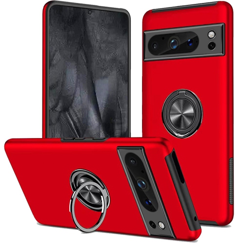 [CS] Hybrid Magnetic Kickstand Invisible Ring Case Cover for Google Pixel 8 Pro, Red