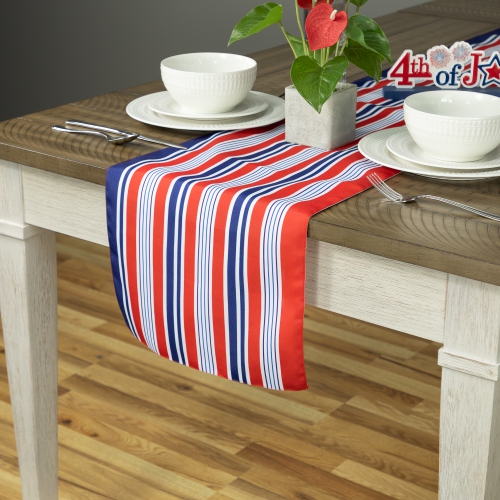 Americana Striped Table Runner - Red White and Blue - 6'