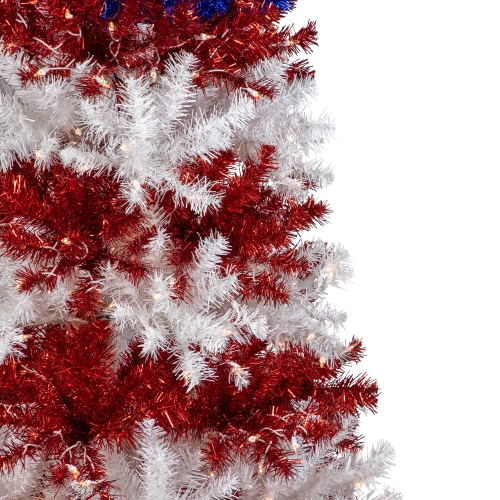 Pre-Lit Americana Tinsel Christmas Tree - 6' - Clear Lights