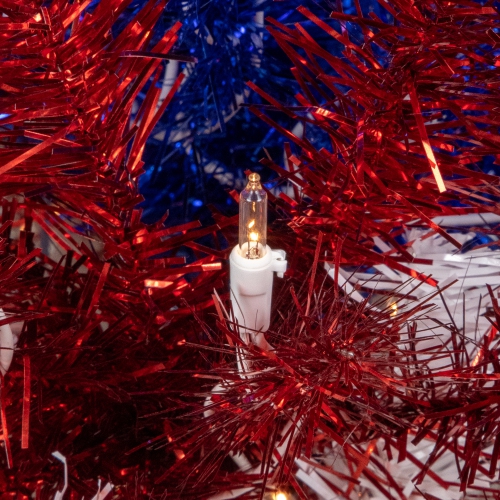 Pre-Lit Americana Tinsel Christmas Tree - 6' - Clear Lights