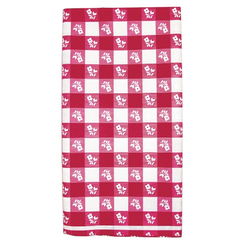 Club Pack of 12 Red and White Gingham Disposable Rectangle Plastic Banquet Party Table Covers 108"