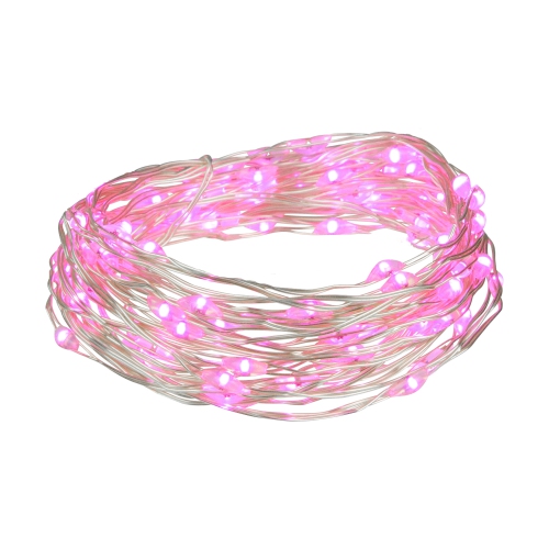 LED Micro Fairy Christmas Lights - Pink - 16' Copper Wire - 100ct