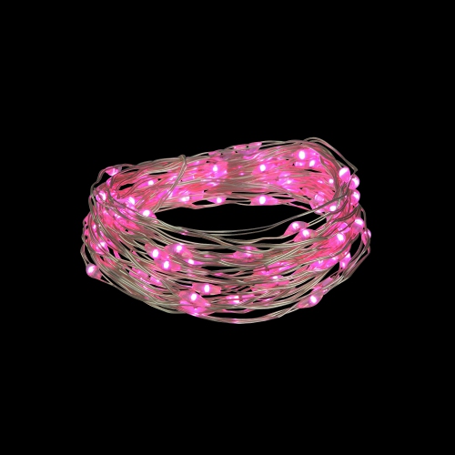 LED Micro Fairy Christmas Lights - Pink - 16' Copper Wire - 100ct