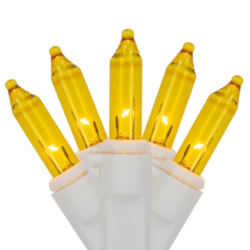 Mini lumières de Noël - Jaune - fil blanc de 20,25 pi - 100ct