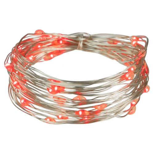 Micro Fairy Christmas Lights - Red LED - 16' Copper Wire - 50ct
