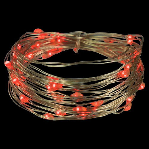Micro Fairy Christmas Lights - Red LED - 16' Copper Wire - 50ct