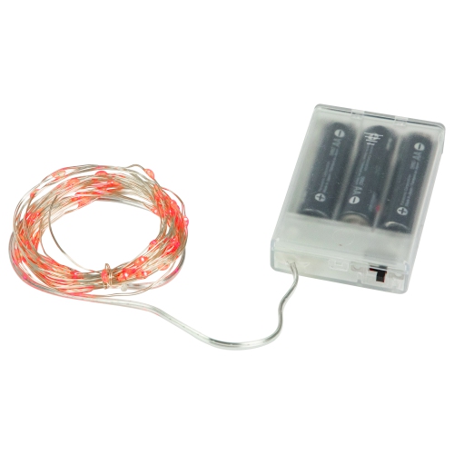 Micro Fairy Christmas Lights - Red LED - 16' Copper Wire - 50ct