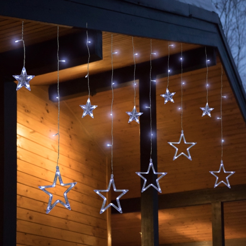 NORTHLIGHT  Christmas Stars Icicle Lights - 8.25' - Pure Led Lights - Clear Wire - 12Ct In White