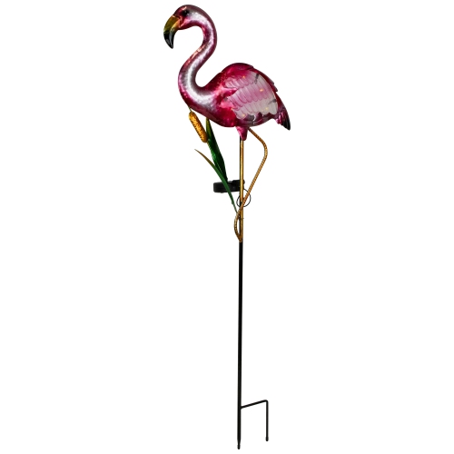 Solar Lighted Pink Flamingo Outdoor Garden Stake - 37.25"