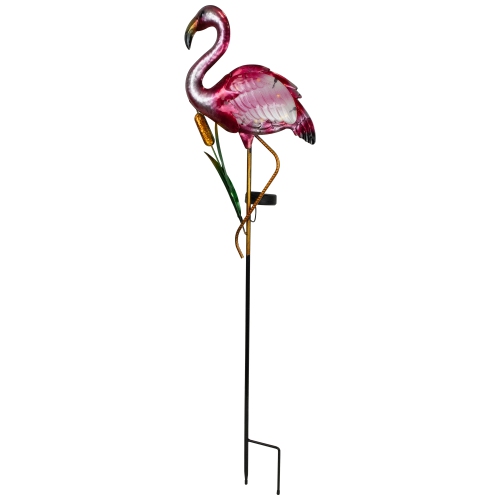 Solar Lighted Pink Flamingo Outdoor Garden Stake - 37.25"