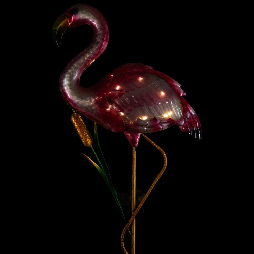 Solar Lighted Pink Flamingo Outdoor Garden Stake - 37.25"
