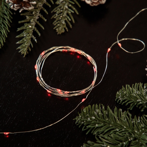 NORTHLIGHT  Micro Fairy Christmas Lights - Led - 16' Copper Wire - 100Ct In Red