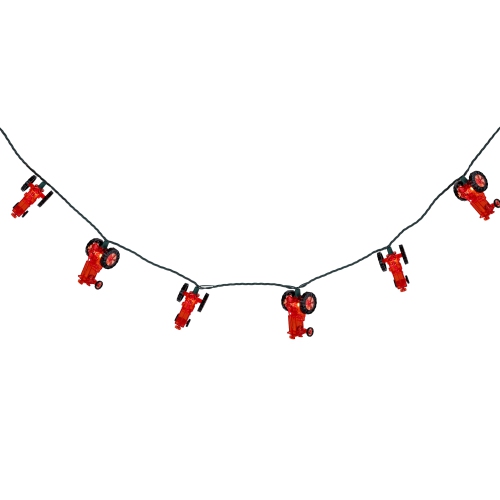 Red Tractor Indoor Outdoor Patio Light Set - 6' Green Wire - 10ct