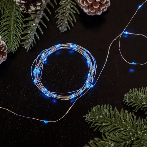 NORTHLIGHT  Micro Fairy Christmas Lights - Led - 16' Copper Wire - 100Ct In Blue