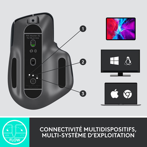 Souris sans fil Bluetooth MX Master 3S pour entreprise de Logitech - Graphite