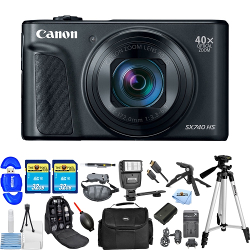 Canon PowerShot SX740 HS Digital Camera Battery + 64GB + Flash Bundle