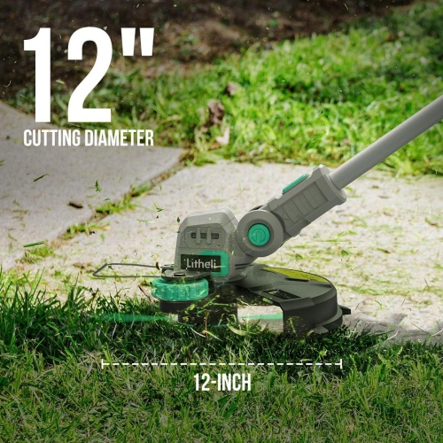 Litheli Cordless String Trimmer 12 Inch, 20V Battery Grass Trimmer, 2-in-1 Weed Wacker with with 2.0Ah Battery and Charger Included for Lawn Trimming.
