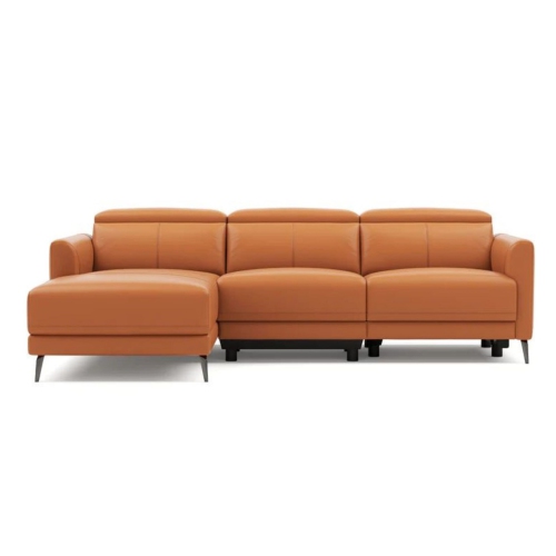 Valencia Andria Leather Reclining Sectional Sofa Left Hand Chaise, Cognac