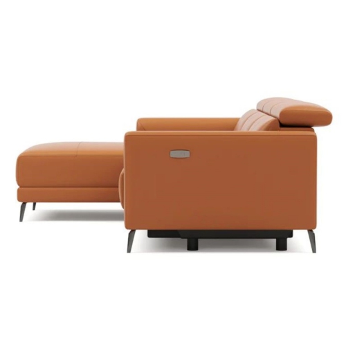 Valencia Andria Leather Reclining Sectional Sofa Left Hand Chaise, Cognac