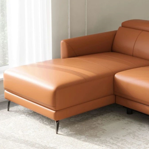 Valencia Andria Leather Reclining Sectional Sofa Left Hand Chaise, Cognac