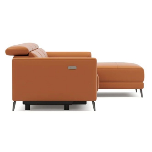 Valencia Andria Leather Reclining Sectional Sofa Right Hand Chaise, Cognac