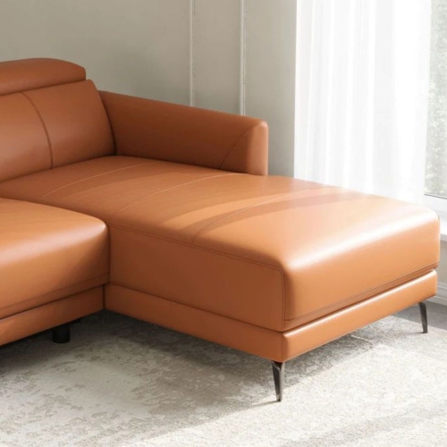 Valencia Andria Leather Reclining Sectional Sofa Right Hand Chaise, Cognac
