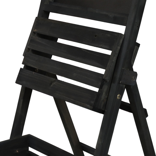 Sunnydaze Country Heart Ladder Plant Stand with Chalkboard - Black