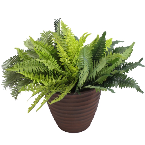 Sunnydaze 13 in Ribbed Polyresin Outdoor Planter - Rust
