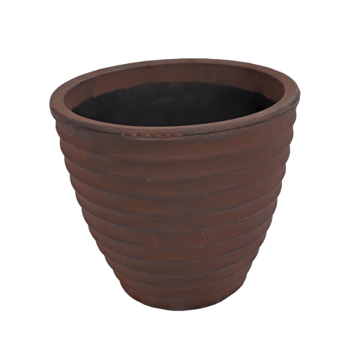 SUNNYDAZE DECOR  Sunnydaze 16 In Ribbed Polyresin Outdoor Planter - Rust I love love this planter a lot