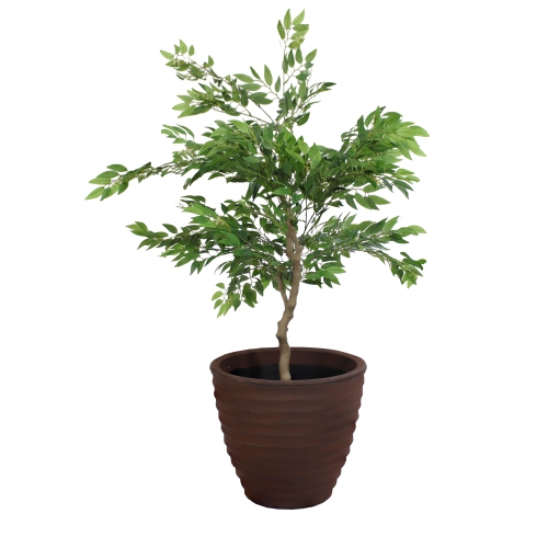 Sunnydaze 16 in Ribbed Polyresin Outdoor Planter - Rust