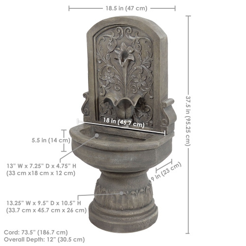 Sunnydaze Lovely Lily Polyresin Flat Back Outdoor Wall Fountain