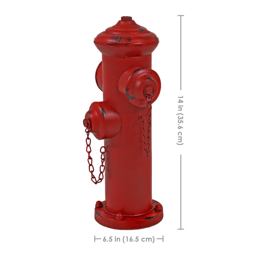 Sunnydaze Fire Hydrant Metal Outdoor Statue - 14 in